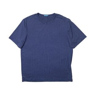 J Mclaughlin Shirt Mens M Medium Navy Gray Striped Stretch Short Sleeve Crew Tee